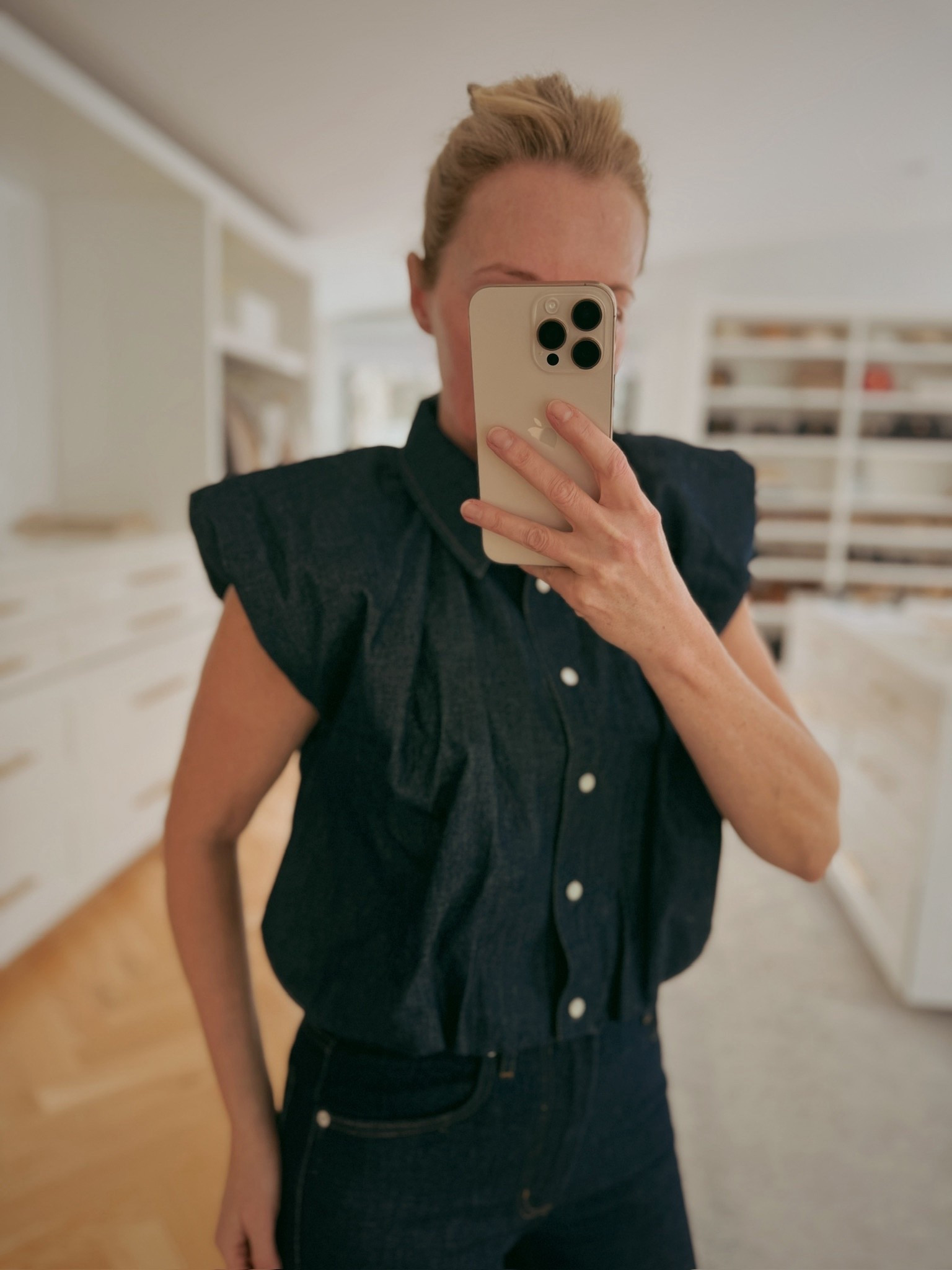 This denim top is such a gorgeous piece for spring/summer. It looks like it has shoulder pads, but the structure comes from the way it’s sewn. I’ll also link a similar one in white! TTS. 

#LTKSeasonal #LTKOver40