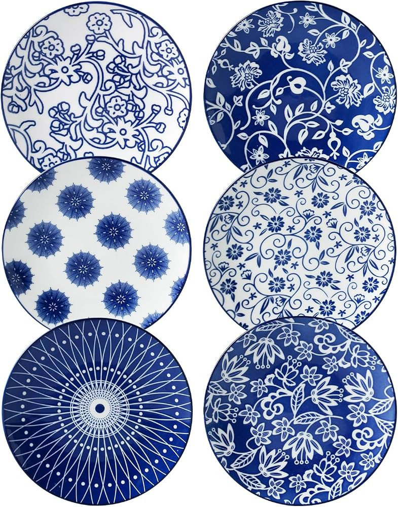 Ceramic Dessert Plates Set - 6 Inch Mini Appetizer Plates for Kitchen - Small Salad Plate for Cak... | Amazon (US)