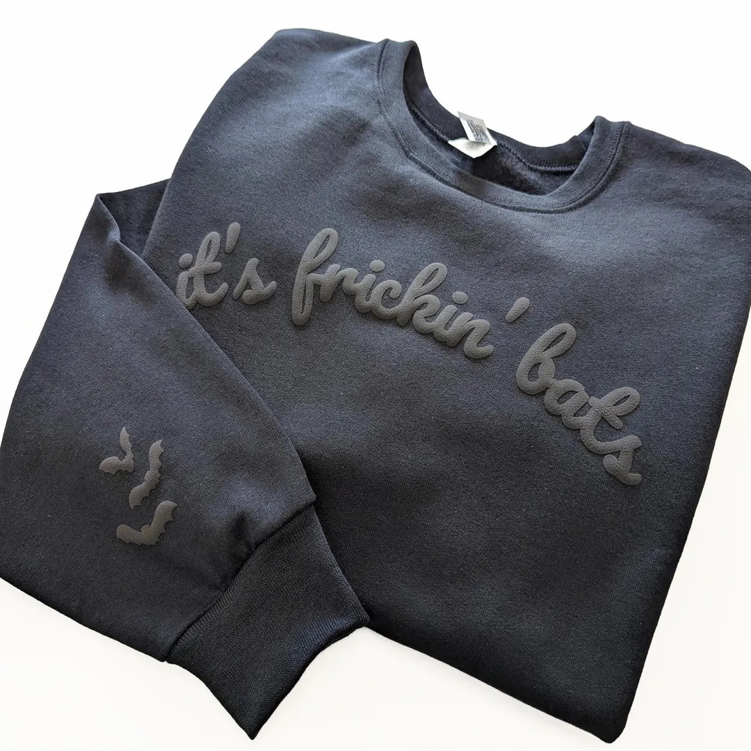 Halloween Puff Sweatshirt It's Frickin' Bats Crewneck Sweatshirt - Etsy | Etsy (US)