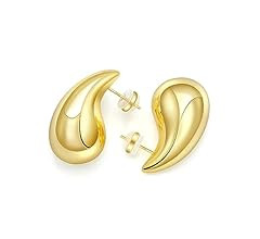 Chunky Gold Hoop Earrings for Women Lightweight Teardrop Dupes Earrings 925 Sterling Silver Post ... | Amazon (US)