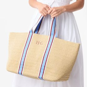 Oversized Ribbon Straw Beach Tote | Mark and Graham