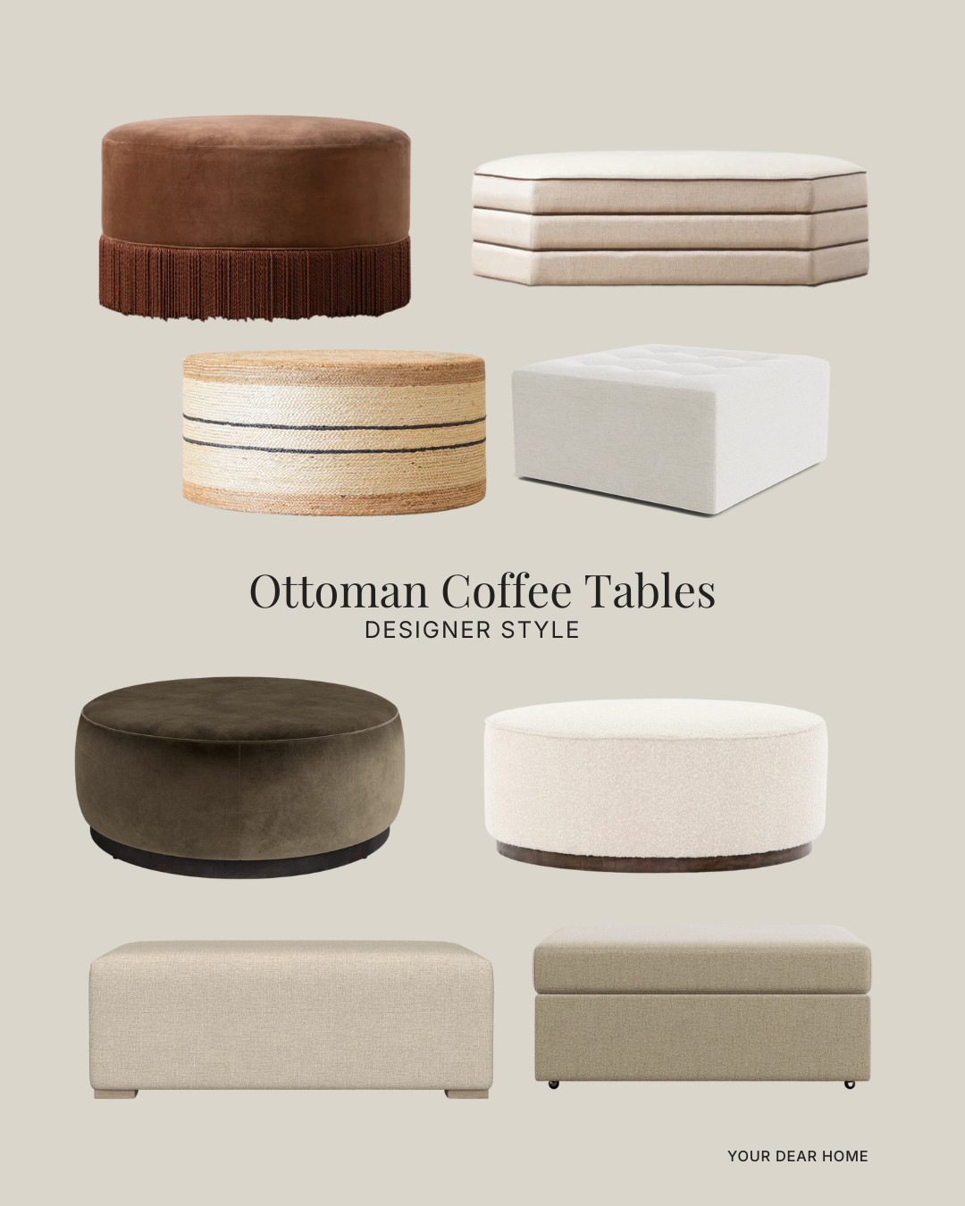 Soft, comfortable, and endlessly chic. An ottoman used as a coffee table instantly warms up a living room and feels more relaxed and inviting than a traditional hard surface, just add a tray. 

 #LTKHome