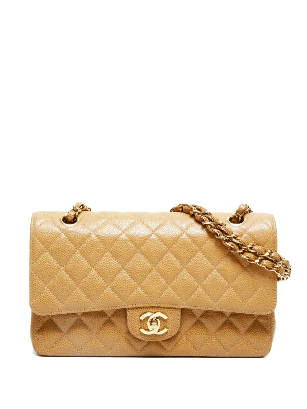 CHANEL Pre-Owned 2003-2004 Classic Double Flap quilted-chain shoulder bag - Neutrals | Farfetch Global
