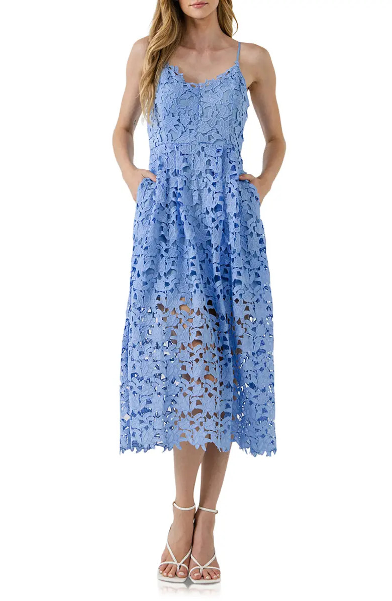 Endless Rose Lace Spaghetti Strap Midi Dress | Nordstrom | Nordstrom