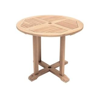 Abel 35.5 in. Dia Round Teak Outdoor Dining Table | The Home Depot