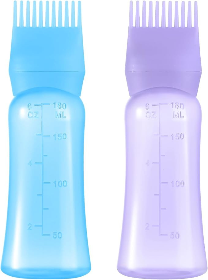 Root Comb Applicator Bottle 6 OZ, Hair Oil Applicator Bottles for Scalp with Massage Comb, 2 Pack... | Amazon (US)