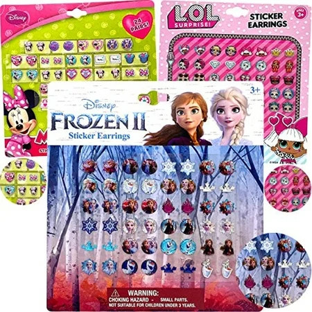 Granshop Disney Frozen Minnie Lol Character Adhesive Colorful 3D Gem Sticker Earrings For Kids 144 P | Walmart (US)