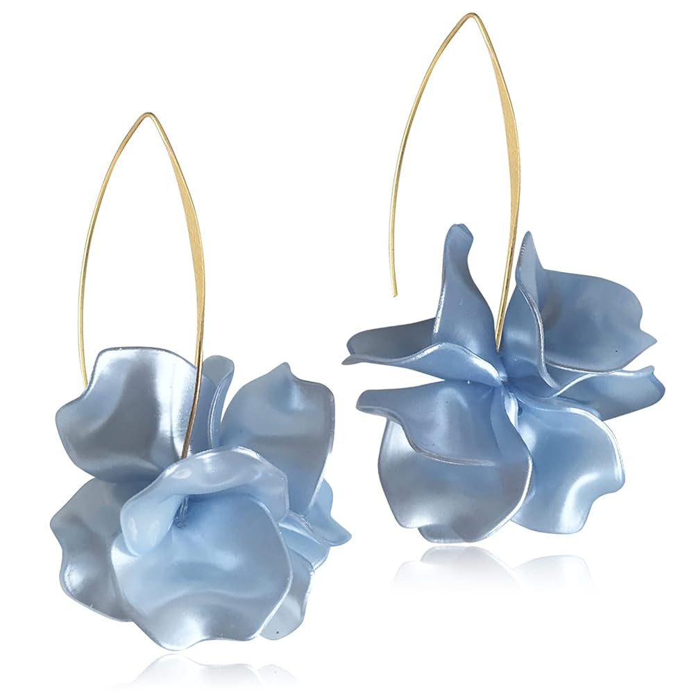 D.Rosse Boho Rose Petal Dangle Resin Earrings - Long Drop Acrylic Tiered Flower Earrings - Statem... | Amazon (US)