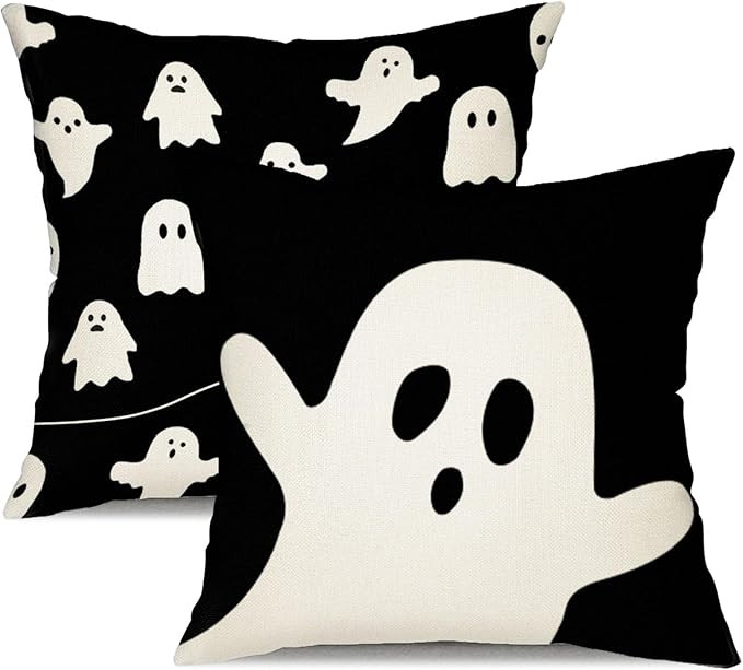 JXZYGMD Halloween Pillow Cover 18x18 Set of 2 Ghost Halloween Lumbar Pillow Covers Decorations Ou... | Amazon (US)