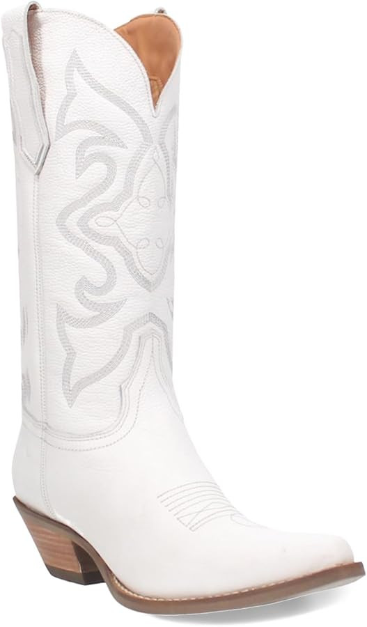 Dingo Womens Out West Embroidered Snip Toe Casual Boots Mid Calf Mid Heel 2-3" - White | Amazon (US)