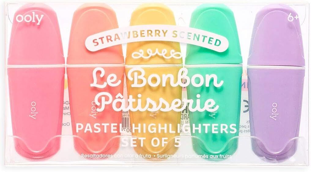 OOLY, Le BonBon Patisserie, Scented Pastel Highlighters, Strawberry Scented - Set of 5 | Amazon (US)