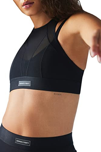 Savage X, Womens, Lineup Medium-Impact Mesh Sports Bra, Black Caviar, M | Amazon (US)