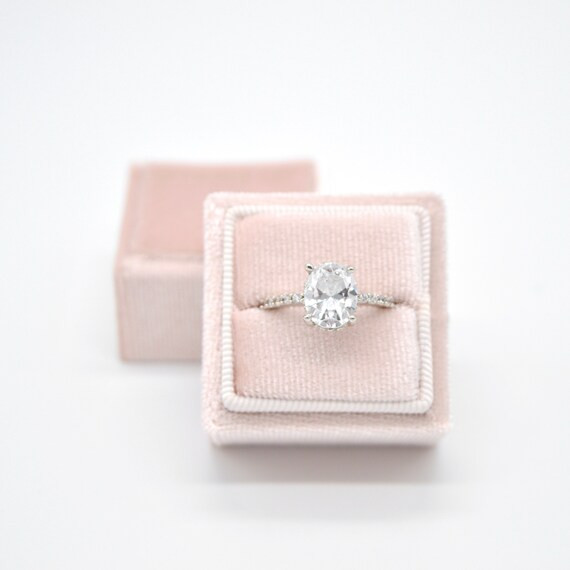 Square Velvet Ring Box in Blush Pink  Single Ring Slot  | Etsy | Etsy (US)