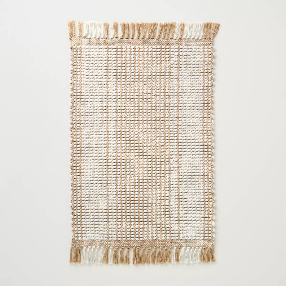 2'x3' Wide Border Stripe Handmade Woven Accent Rug Tan/Cream - Hearth & Hand™ with Magnolia | Target