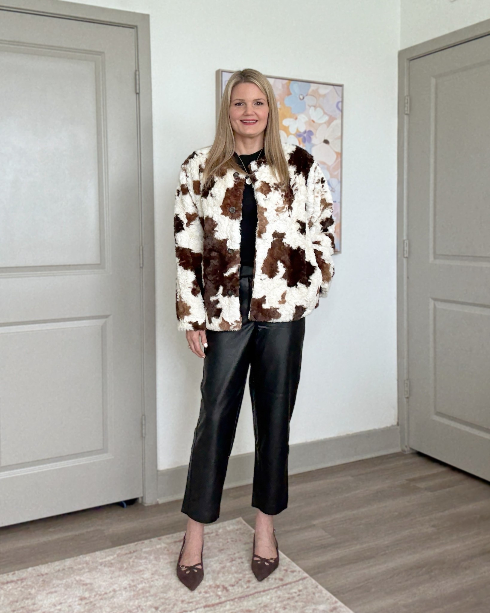 Faux leather straight leg pants and faux fur jacket from Old Navy. Jacket currently sold out but I linked similar  

#LTKootd #LTKSeasonal #LTKOver40