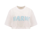 Marni Logo Printed Cropped T-Shirt | Cettire Global