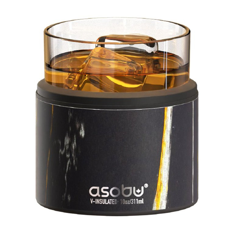 Asobu Whiskey Glass with Insulated Stainless Steel Sleeve, 10.5 ounces (Midnight Marble) | Walmart (US)