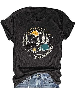 Women's Outdoors Shirt Funny Camping Mountain Hiking Nature Lovers Running Adventure Wild Graphic... | Amazon (US)