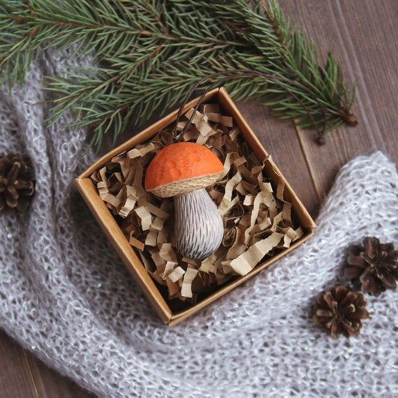 Wooden Christmas Ornaments, Wooden Mushroom Ornament Handmade Ornaments Christmas tree toy Wood c... | Etsy (US)