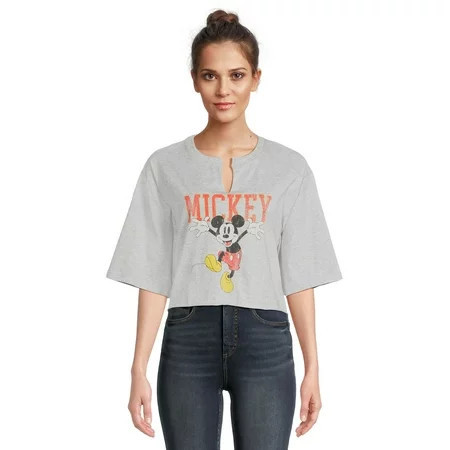 Mickey Mouse Juniors Mickey Mouse Graphic T-shirt with Short Sleeves Sizes XS-3XL (Juniors) | Walmart (US)