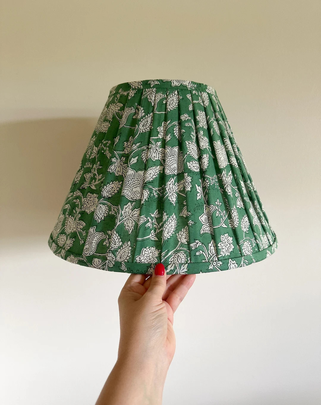 Pleated Lampshade With Trim Block Print Fabric - Etsy | Etsy (US)