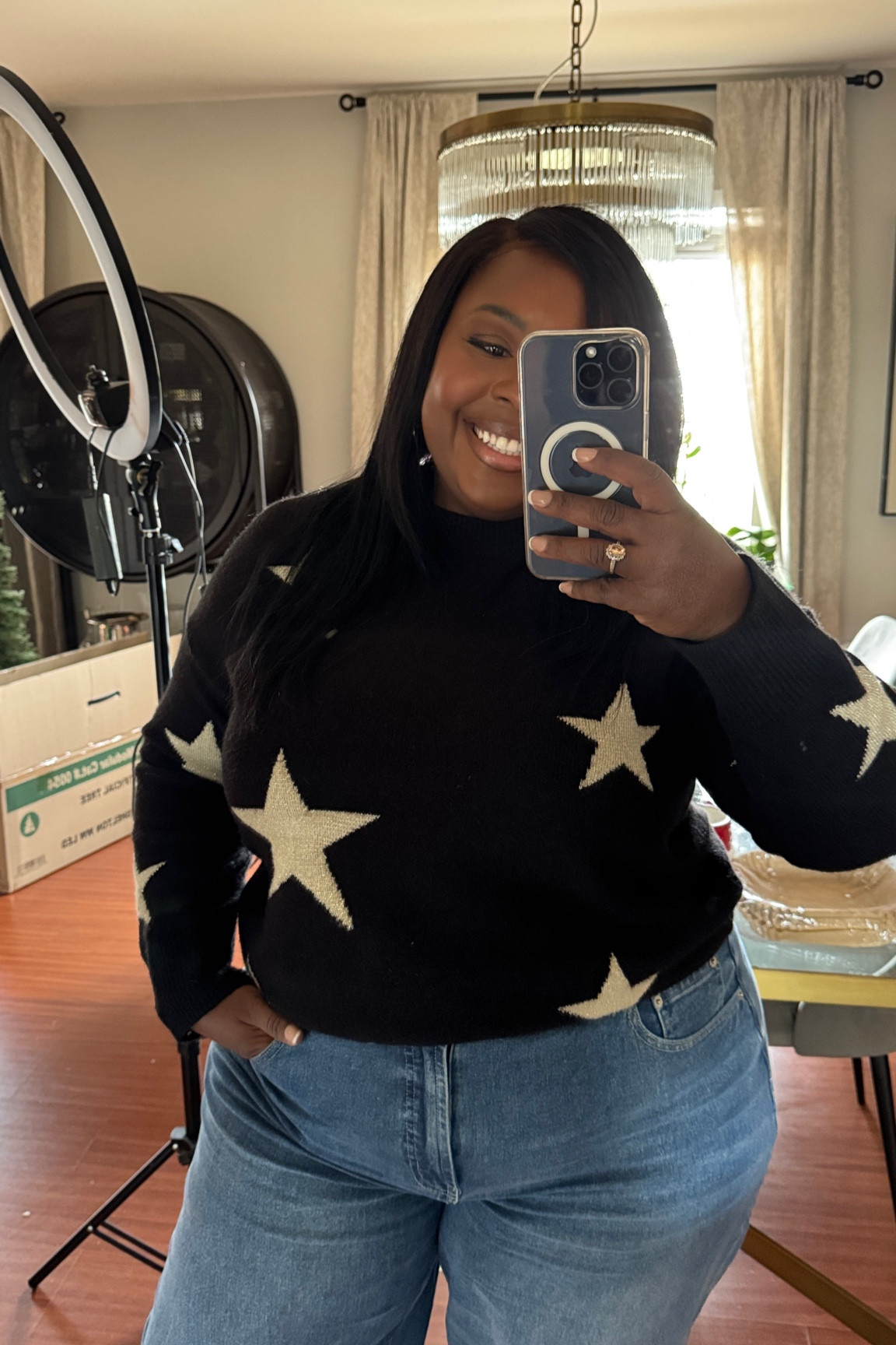 Loving this star sweater lately, paired with my favorite relaxed-fit jeans. I'm wearing a size 1X for the sweater, and the jeans fit true to size. 

#LTKOver40 #LTKStyleTip #LTKPlusSize