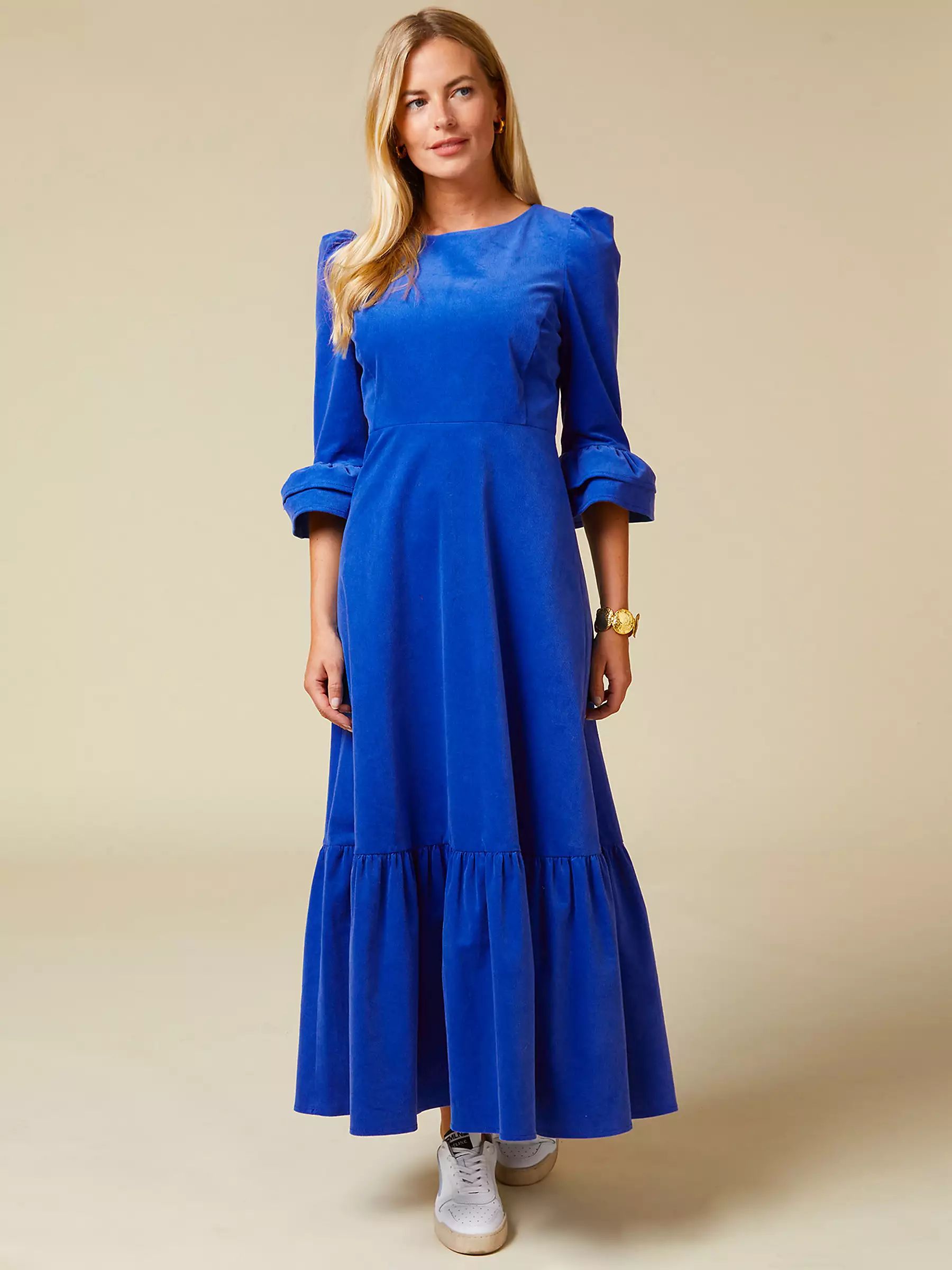 Aspiga Victoria Corduroy Maxi Dress, Bluette | John Lewis (UK)
