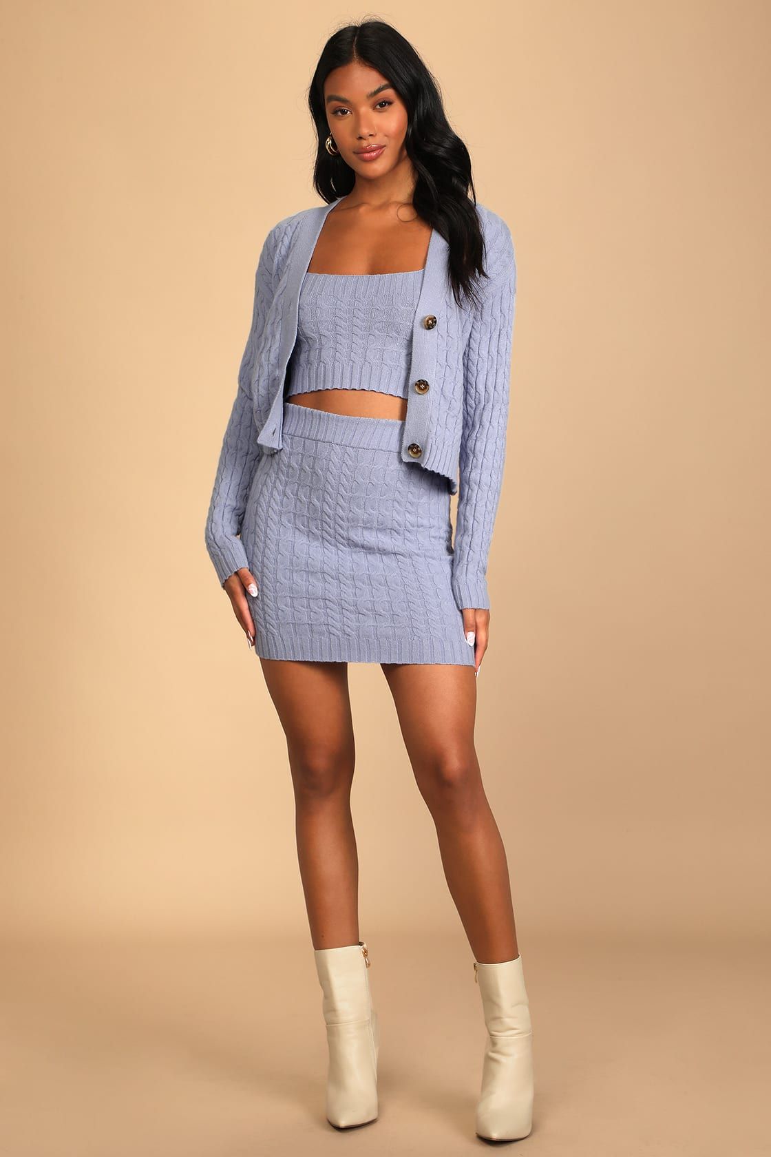 Undeniably Perfect Light Purple Knit Three-Piece Sweater Dress | Lulus (US)