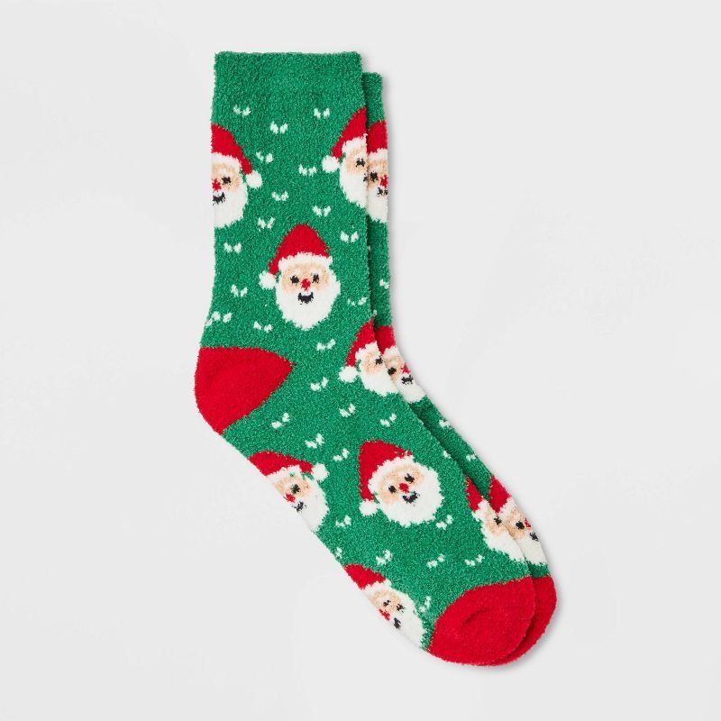 Women's Santa Cozy Holiday Crew Socks - Wondershop™ Green 4-10 | Target