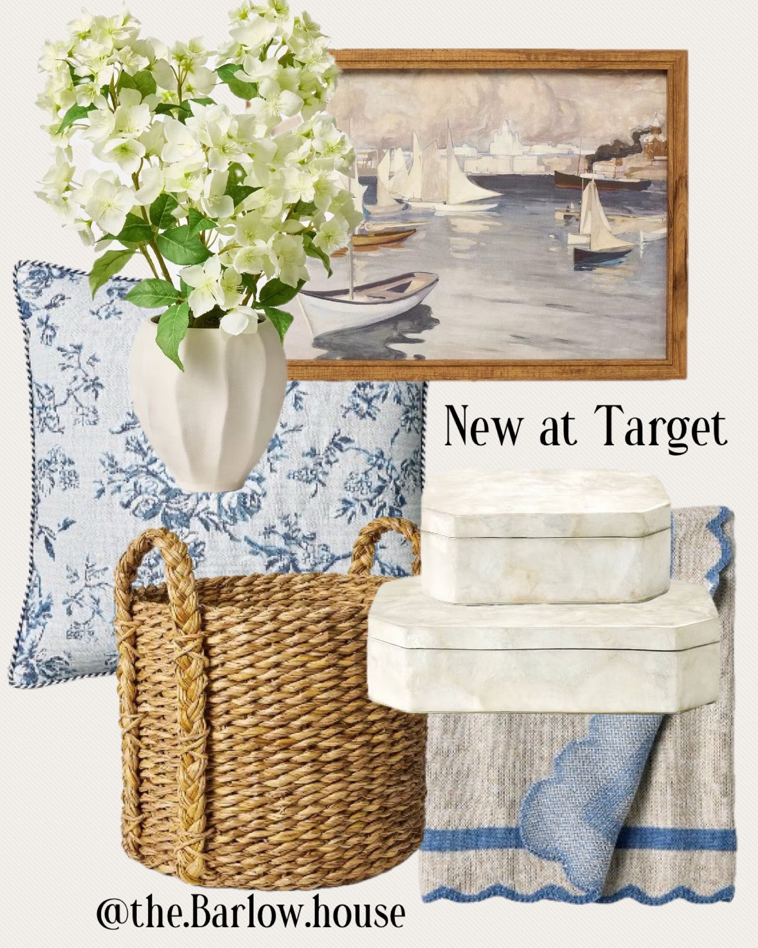 Fresh Spring Home Decor from Target 
Boat picture 
Blue floral pillow 
Stacking decorative boxes 
Table decor 
Weave basket 
Blue blanket 
Living room decor 
Home Decor spring ideas 
Hydrangeas 
Faux plant 
White vase 

#LTKSeasonal #LTKFindsUnder50 #LTKHome