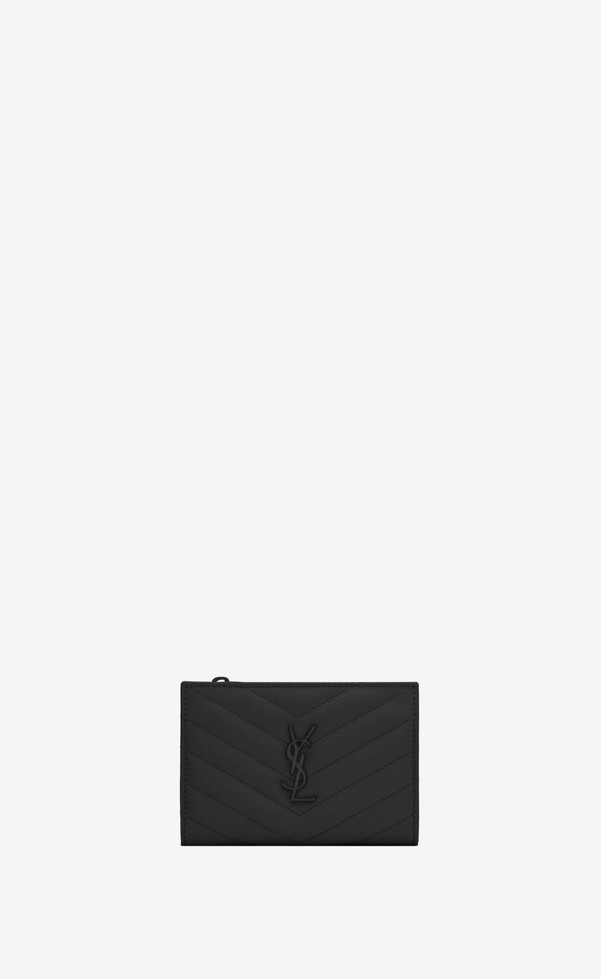 cassandre saint laurent matelassé fragments zipped bi-fold wallet in grain de poudre embossed le... | Saint Laurent Inc. (Global)