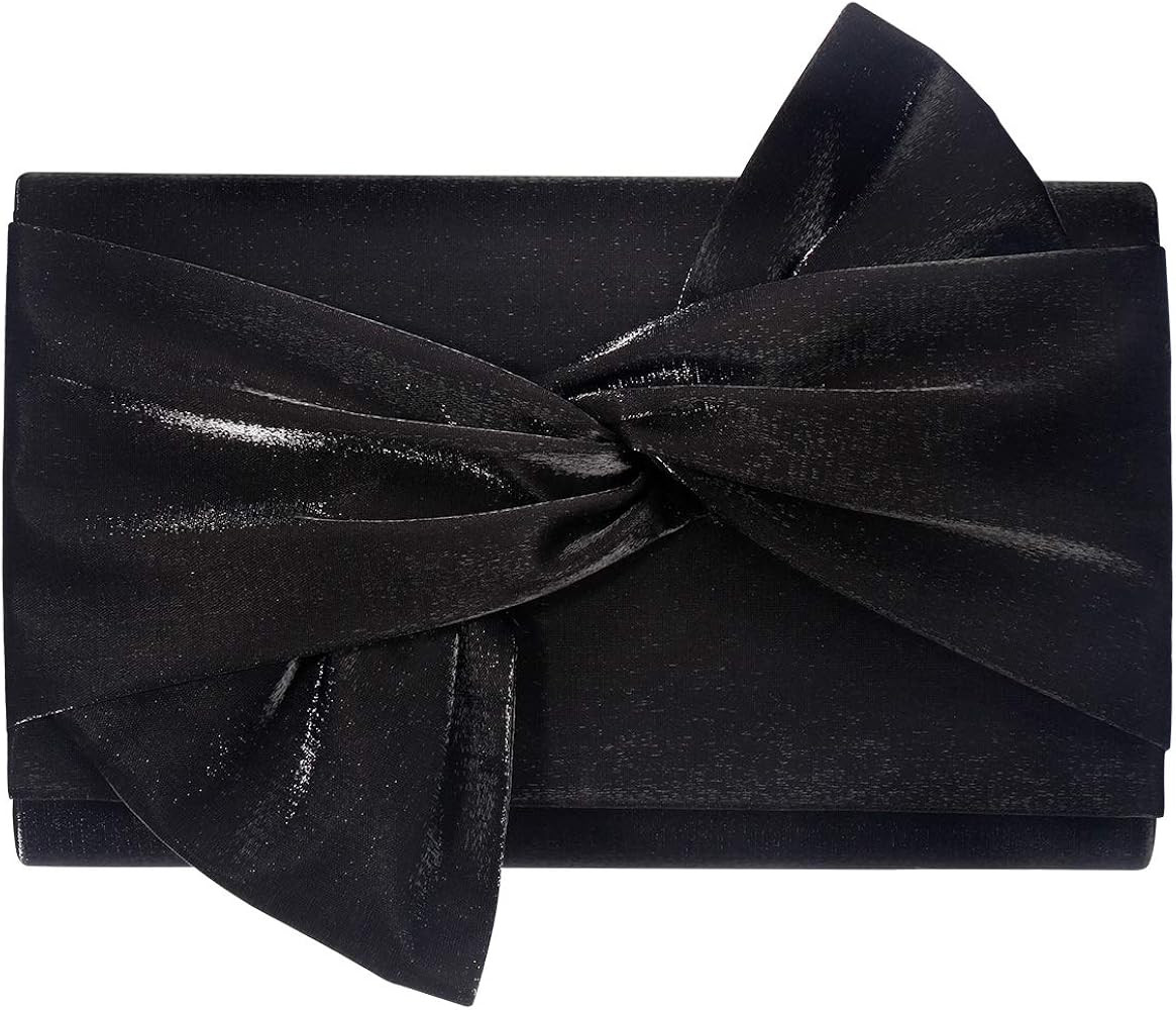 Satin Clutch purse evening bag women party wedding handbag (Black) | Amazon (US)