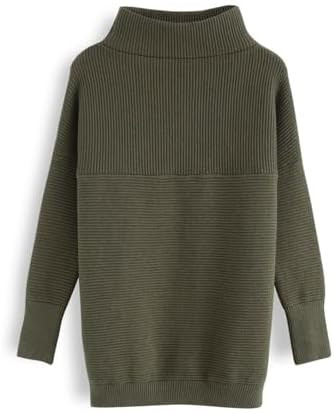 CHICWISH Women's Linen/White/Grey Cozy Ribbed Long Sleeve Turtleneck Knit Top Pullover Sweater | Amazon (US)