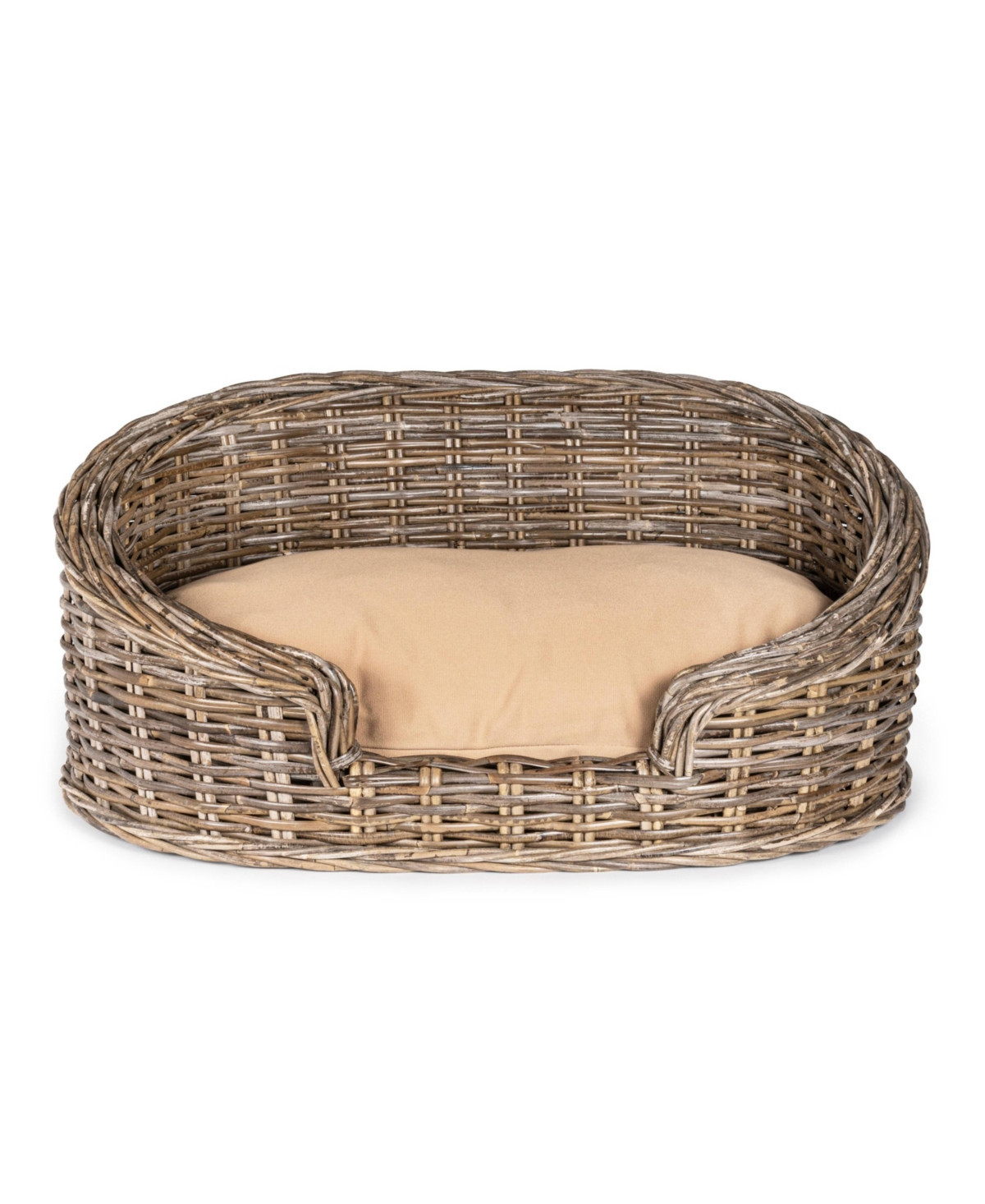 Curvy Classic Handwoven Rattan Pet Bed with Machine-Washable Cushion - Kubu gray-28.5x22; x 17.25x22; | Macy's
