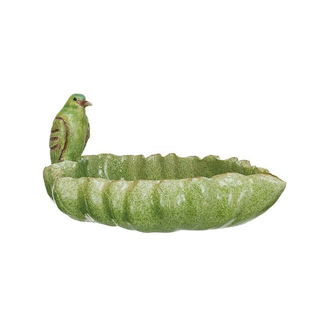 Scalloped Edge Green Dish with Bird | Antique Farm House