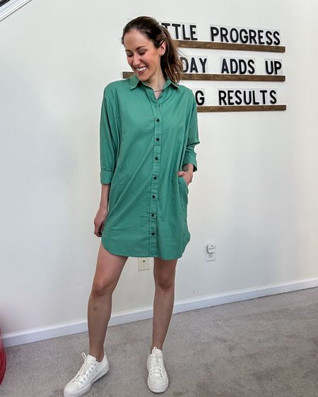 Long sleeve mini shirtdress from Target 💚

Under $30 dress // casual dress // spring dress // spring outfit // button front dress 

#LTKstyletip #LTKfindsunder50 #LTKSeasonal