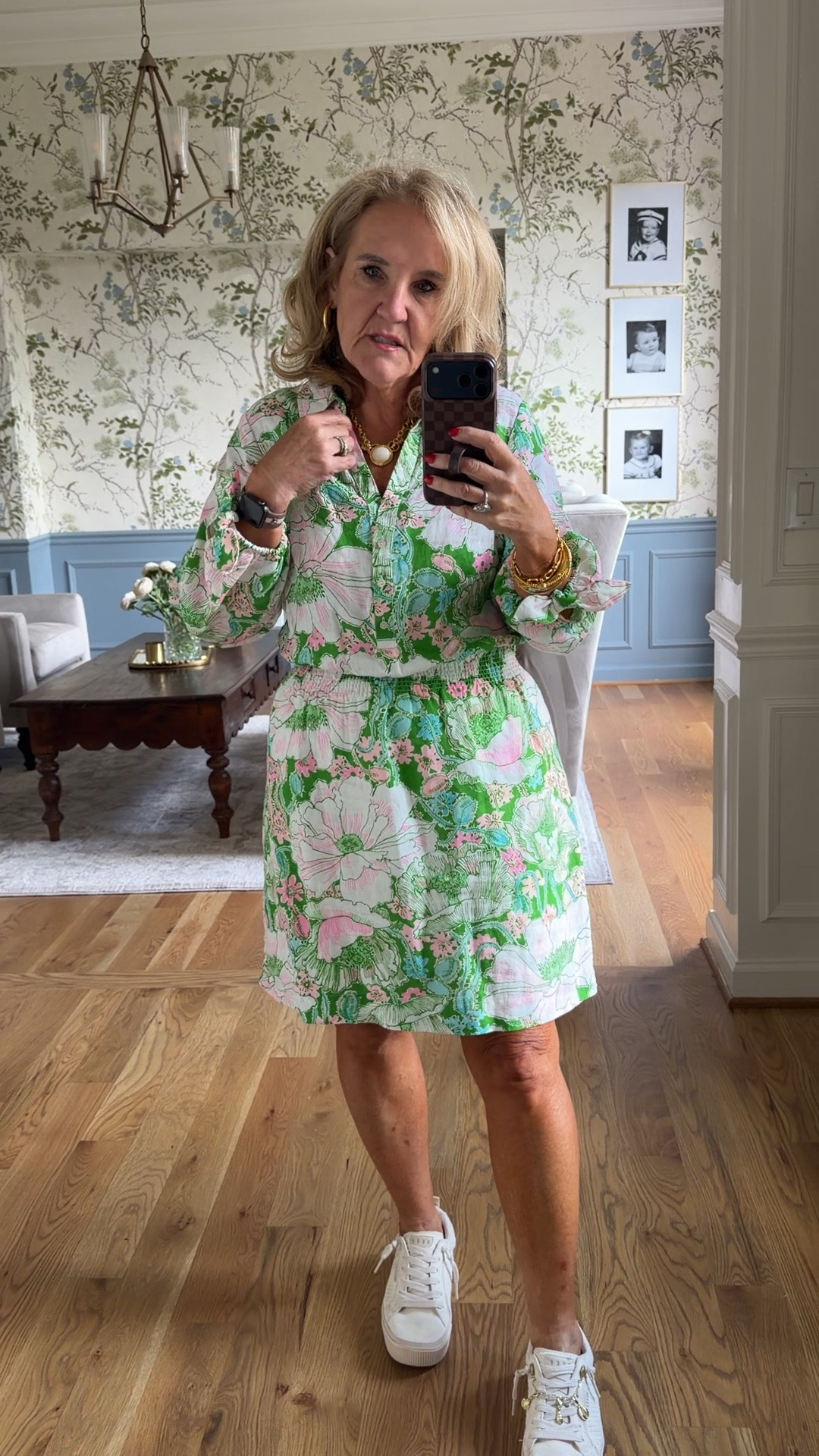 Lilly Pulitzer dress size 10. I size up for a bit more length. 
Most of my Julie Vos that I’m wearing is not on their sale, but I’m linking a few few pieces that are with some of my favorites that are left

#LTKSaleAlert #LTKOver40 #LTKootd