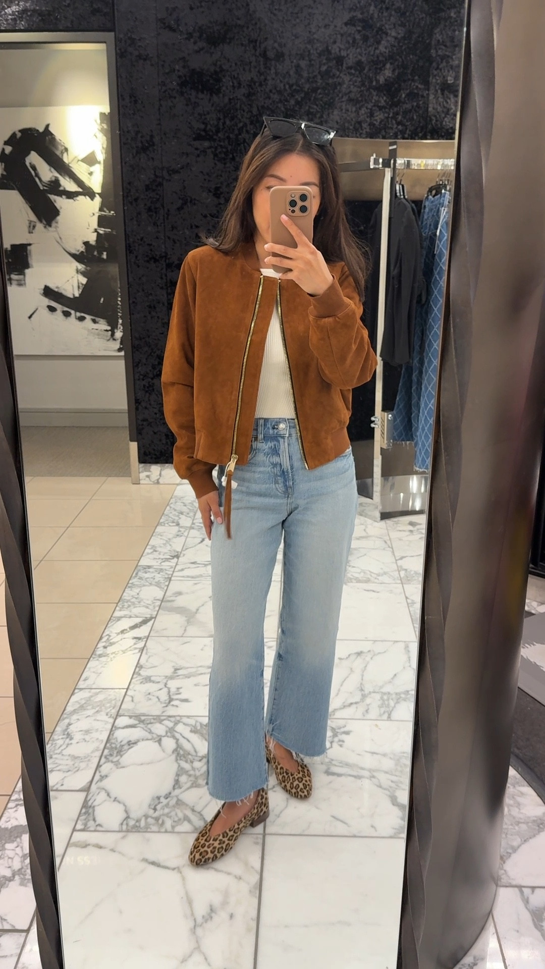 Also in black leather! Nordstrom anniversary sale petite friendly try ons 

• Allsaints Orten suede bomber jacket sz 2. Very petite friendly shorter fit and I would size up. 

I liked this size best on me for a slightly relaxed fit. 
High quality , nice weight and lined 

• Madewell jeans size 24 petite one of my all time favorites from a while back and still stocked in the same exact wash

• sezane leopard flats I looove these but I MUST wear with heel lifts otherwise they hurt / rub my ankles. Easy fix I have to use often 

Nsale, nordstorm sale, petite Allsaints jacket 

#LTKSaleAlert #LTKStyleTip #LTKPetite