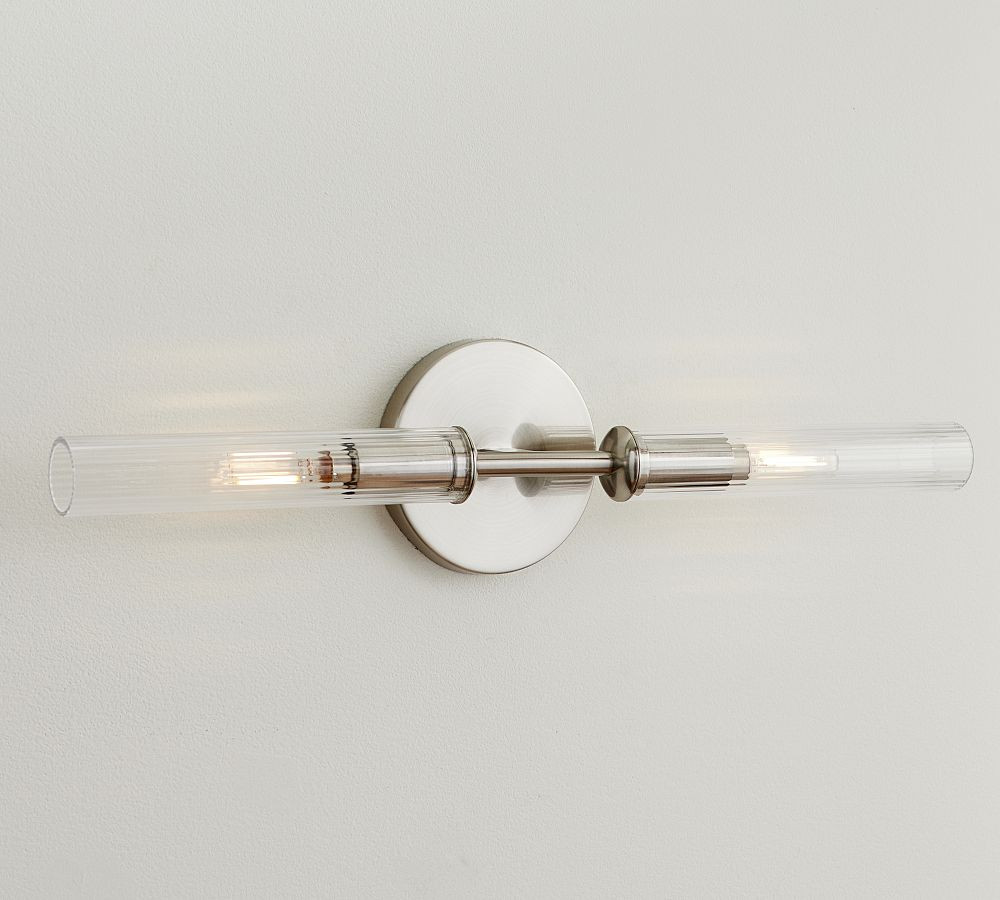 Cooper Ribbed Glass Double Tube Sconce | Pottery Barn (US)