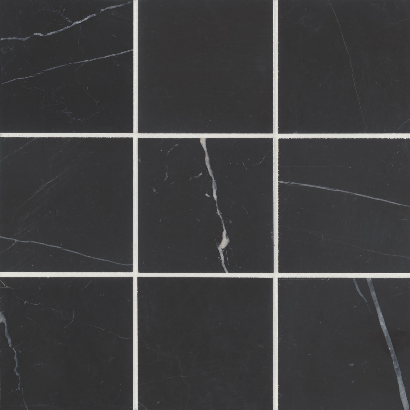 Monet 4" x 4" Honed Marble Decorative Tile in Nero Marquina | Bedrosians Tile & Stone