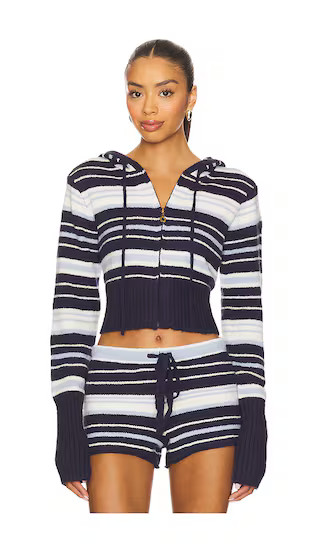 Surfside Striped Knit Zip Up in Ocean Blue | Revolve Clothing (Global)