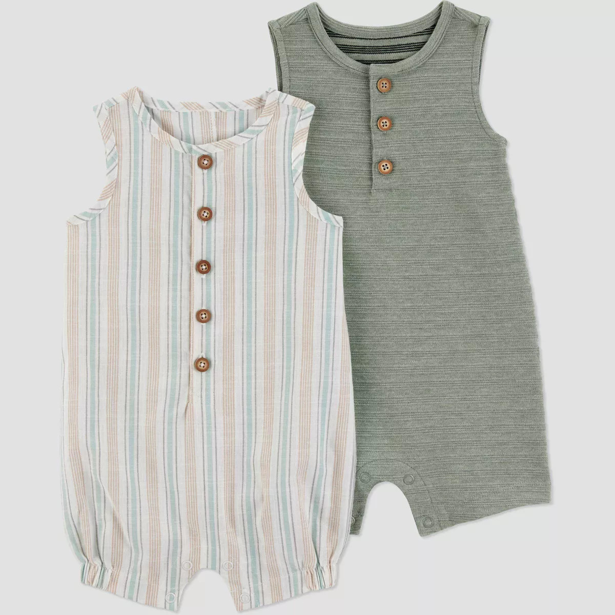 Carter's Just One You®️ Baby Boys' Striped 2pk Romper Set - Green 12M | Target