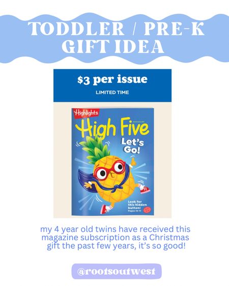 We love the highlights subscription options, this one is great for 2-6 year olds! A great gift for birthdays or Christmas. We’ve received it as a Christmas gift the past few years. 
Linking other highlights products & subscriptions too!

Toddler gift idea, kid reading, kid quiet activity, pre k gift, pre k kid activity, toddler activity 

#LTKparties #LTKhome #LTKkids