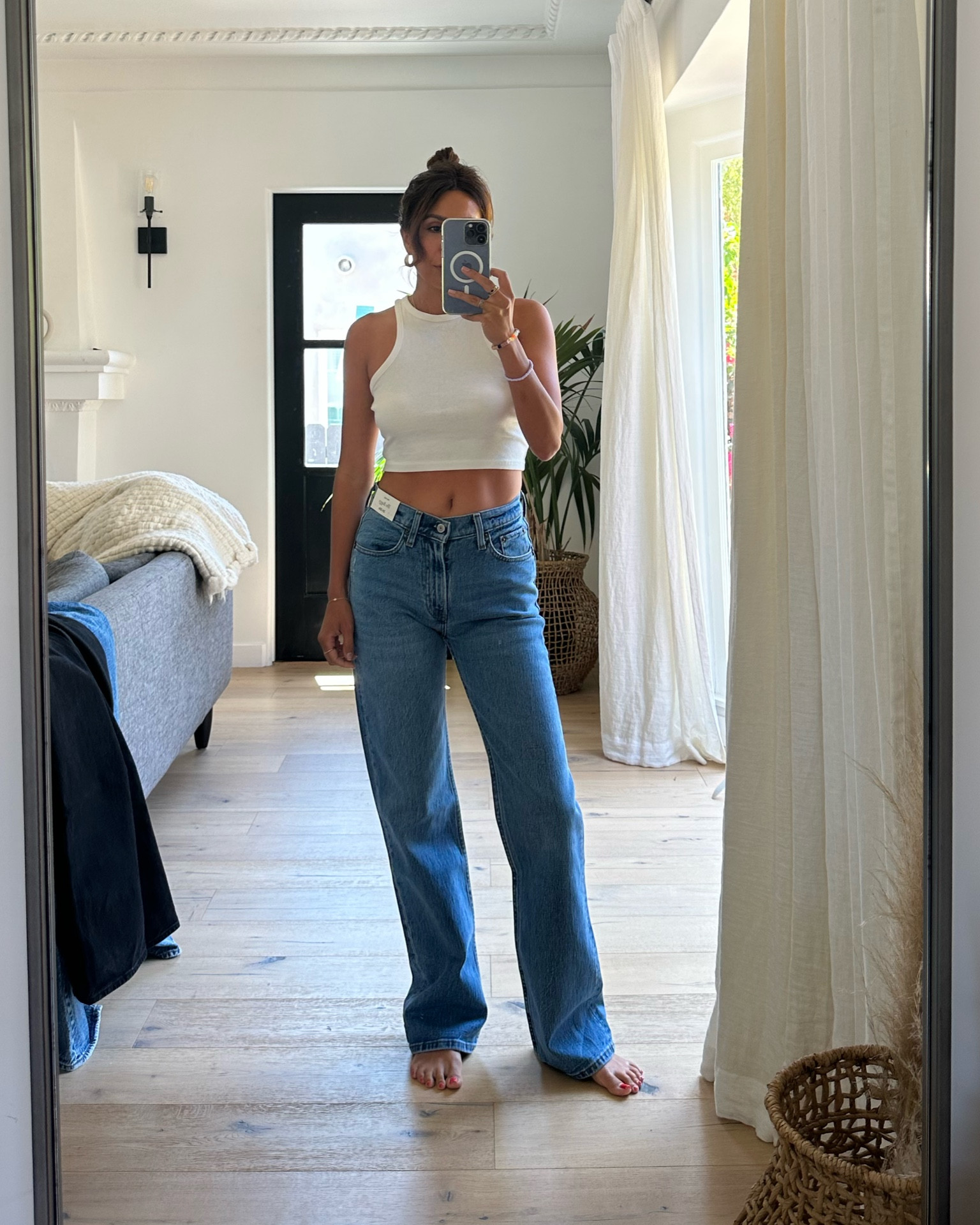 Abercrombie denim sale! use "DENIMAF" at checkout for an additional 15%-off, which will stack on the 25%-off promo! 
 
I’m 5’3” and wearing a 24. 

#LTKstyletip #LTKsalealert #LTKunder100