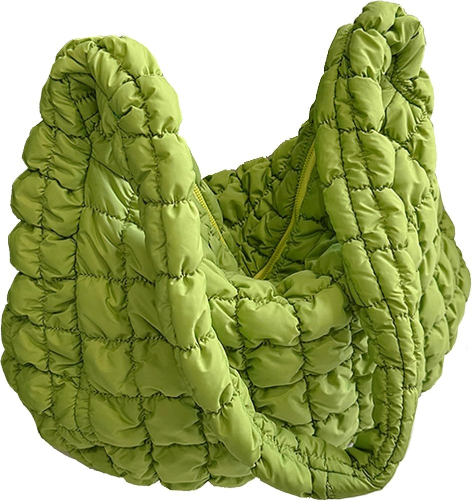 Quilted Tote Bag for Women Padded Shoulder Bag Large Hobo Purse Lightweight Nylon Padding Handbag | Amazon (US)