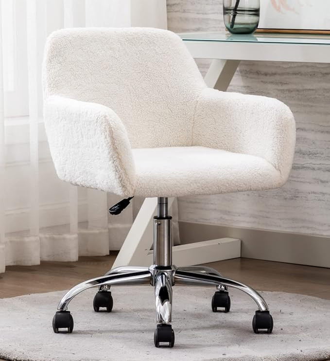 Henf White Vanity Chair Desk Chair Small Home Office Makeup Adjustable Swivel Chair Cute Chair Sh... | Amazon (US)