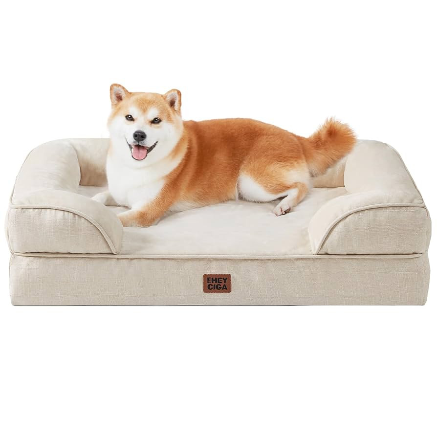 EHEYCIGA Orthopedic Dog Bed for Large Dogs, Waterproof Memory Foam, Non-Slip Bottom, Beige, 35"L ... | Amazon (US)