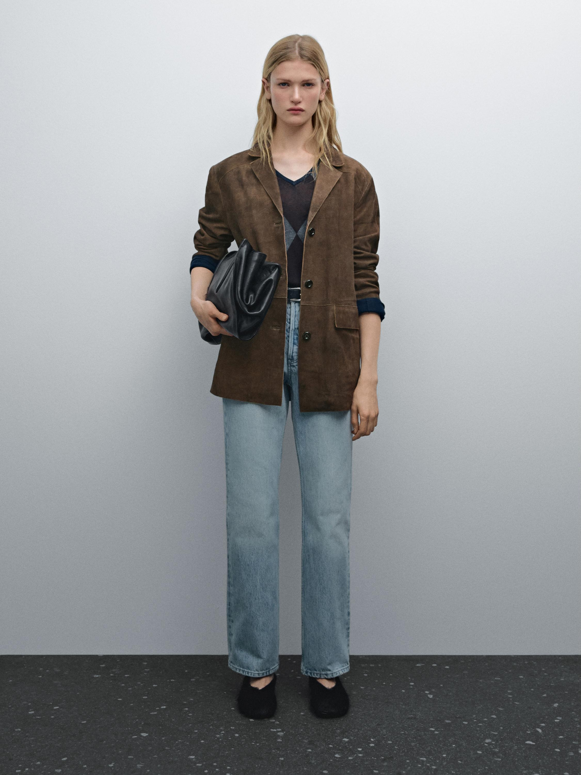 Blazer aus Wildleder mit Taschen | Massimo Dutti DE