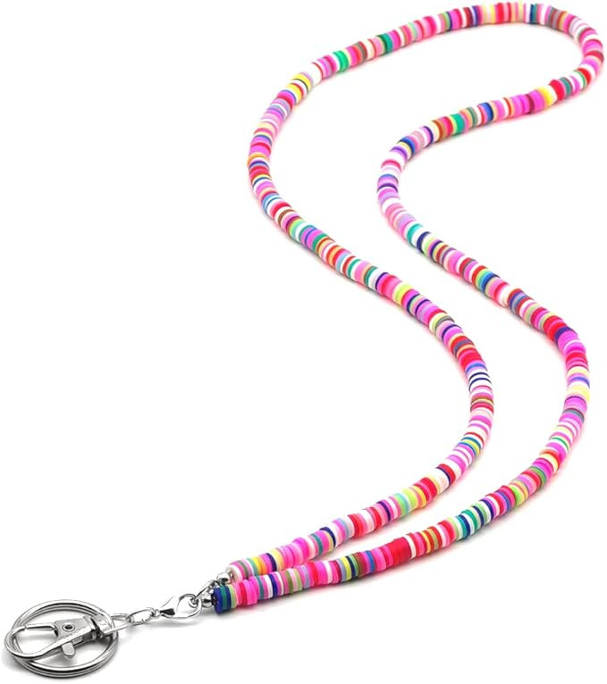 Beaded Teacher Lanyard Boho Cute Rainbow Lanyard Neck Keychain Lanyards for Cruise Ship Cards Id ... | Amazon (US)