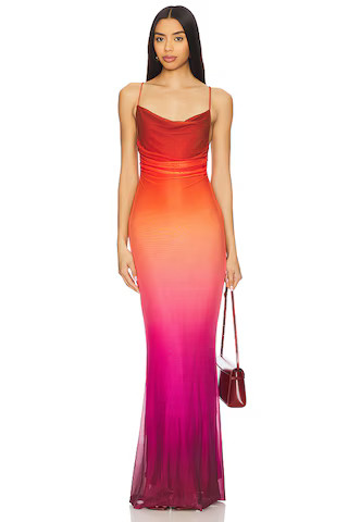 MINKPINK Cosima Ombre Mesh Maxi Dress in Sunset Ombre from Revolve.com | Revolve Clothing (Global)